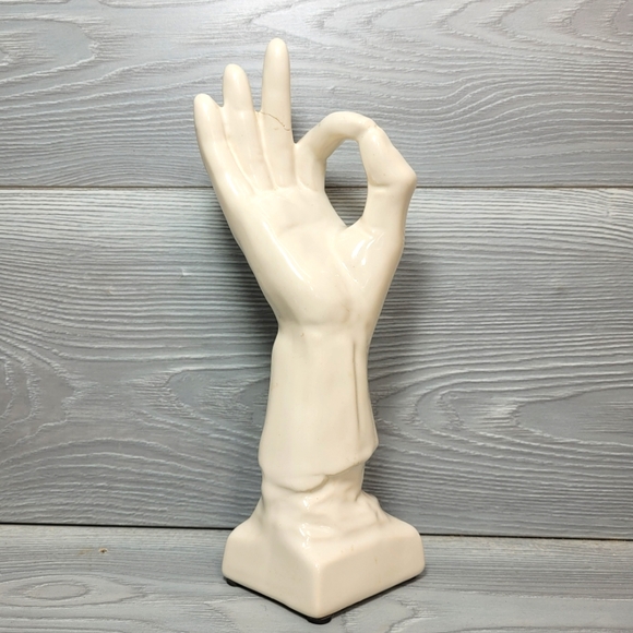 OK Hand Statue Okay Made You Look Game Fingers Jewelry Stand Funny Gift Language - Picture 1 of 13